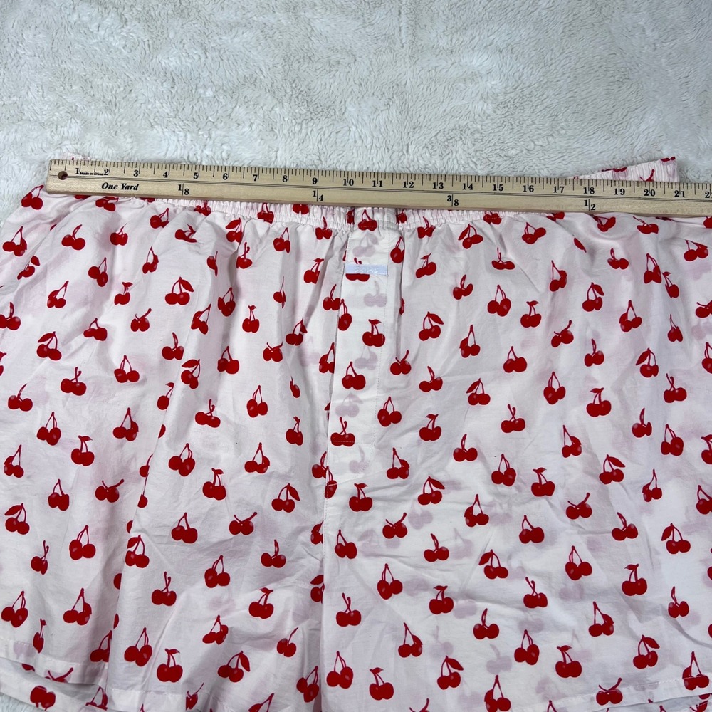 SKIMS Cherry Print Cotton Poplin Sleep Shorts White Red‎ Plus Size 4X NWOT - Picture 8 of 12
